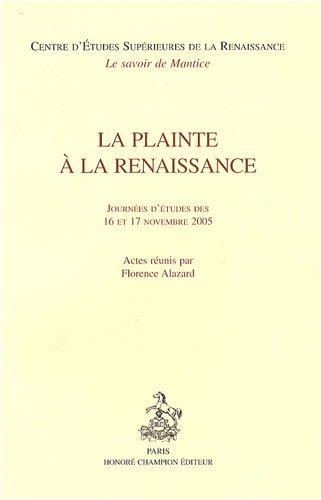 La  plainte à la Renaissance