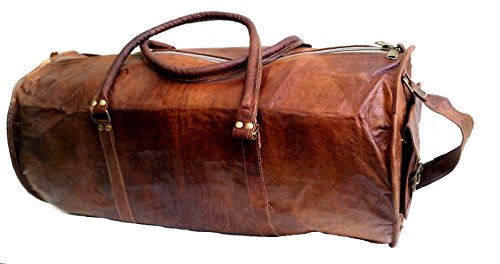 Jaald 24" Genuine Leather Men's Duffel bag Gym Sports Travel Weekend Duffle Bag. - Thumbnail 3