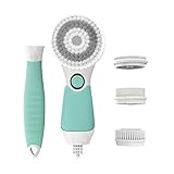 Facial Brush, USpicy Face And Body Electric Cleansing Brush with 4 Detachable Brush Heads, an Extra-Long Handle for Hard-to-Reach Areas and 2 Speed Settings IPX6 Waterproof, Medical Silicone Bristles