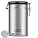 Stainless Steel Coffee XL Canister - Built-in One Way Valve Blocks CO2 From Ruining Coffee Flavor - Built-in Freshness Calendar – Free eBook & Stainless Steel SCOOP by Culinary Prestige