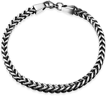 Stainless Steel 4MM-12MM Two-Strand Wheat Chain Bracelet for Men Punk Biker Bracelet 8 inches