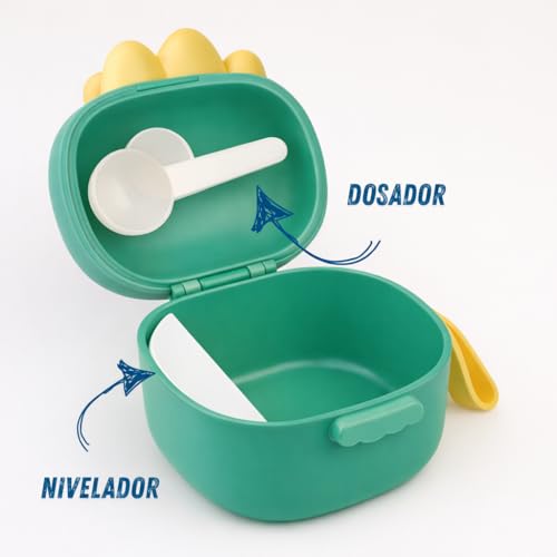 Porta Leite em Pó para Bebê – Com Dosador e Nivelador, Livre de BPA, Cor Verde – Pote para Passeio e Viagem, Armazenar Fórmula para Mamadeira, Tampa Segura, Fácil de Limpar