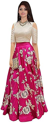 aarna fashion women's cotton top and skirt set (pink, free size)