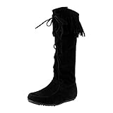 West Blvd Havana Fringe Moccasin Knee High Boots