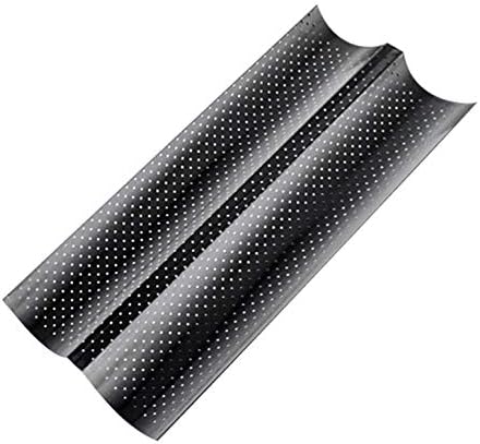 2 Grooves Wave French Bread Baking Tray Carbon Steel Mold Non-Stick Perforated Baking Tool for Baguette Bake Pan