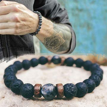 Men Bracelet Natural Moonstone Bead Tibetan Buddha Bracelet Chakra Lava Stone Diffuser Bracelets Men Jewelry Gift Drop (A)
