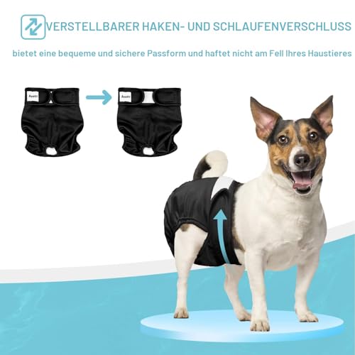 Avont Pack of 3 Reusable Dog Nappies, Highly Absorbent, Washable and Environmentally-Friendly Sanitary Pads/Panties for Female Pets, Black