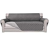 Easy-Going Sofa Slipcover Reversible Sofa Cover Furniture Protector Anti-Slip Foams Couch Cover Water Resistant Elastic Straps Pets&nbsp;Kids&nbsp;Children&nbsp;Dog&nbsp;Cat(Sofa, Gray/Light Gray)