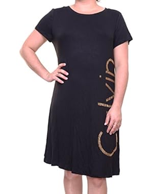 Gold Womens Medium Logo Shirt Dress Black M