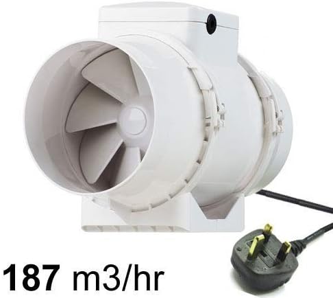 Hydroponic Grow Room Duct Fan in Line Ventilation Extractor for Tent with Plug & Lead