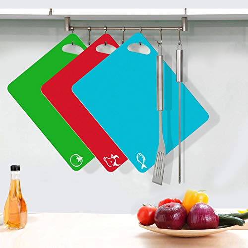 image for NIROLLE Extra Thick Flexible Plastic Cutting Board Mats Set, Set of 4 