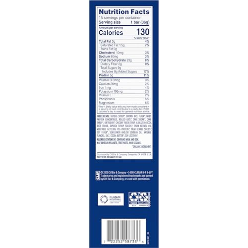 ZBAR PROTEIN – COOKIES ‘N CREME – CRISPY SNACK BARS – MADE WITH ORGANIC OATS – NON-GMO – 5G PROTEIN – GLUTEN FREE PROTEIN BARS (15 PACK)