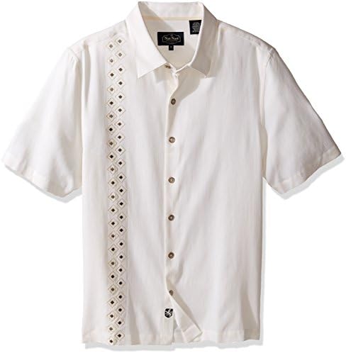 Nat Nast Men's Novelty Traditional Fit Silk Blend Short Sleeve Shirt, White Jigger, M