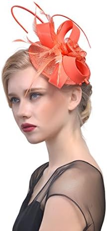 Zongsi Fascinators Hat for Women and Girls Cocktail Tea Wedding Party Headwear Flower Mesh Feathers Hairpin Hat Clip