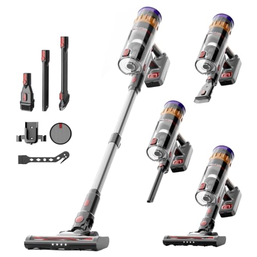 V1 Aspirador Sin Cable 40 kPa Potente, 3 Velocidades, Filtración de 5 Capas, Pantalla LED Táctil, Cepillo con LED, Tubo Telescópico, Ideal para Toda la Casa