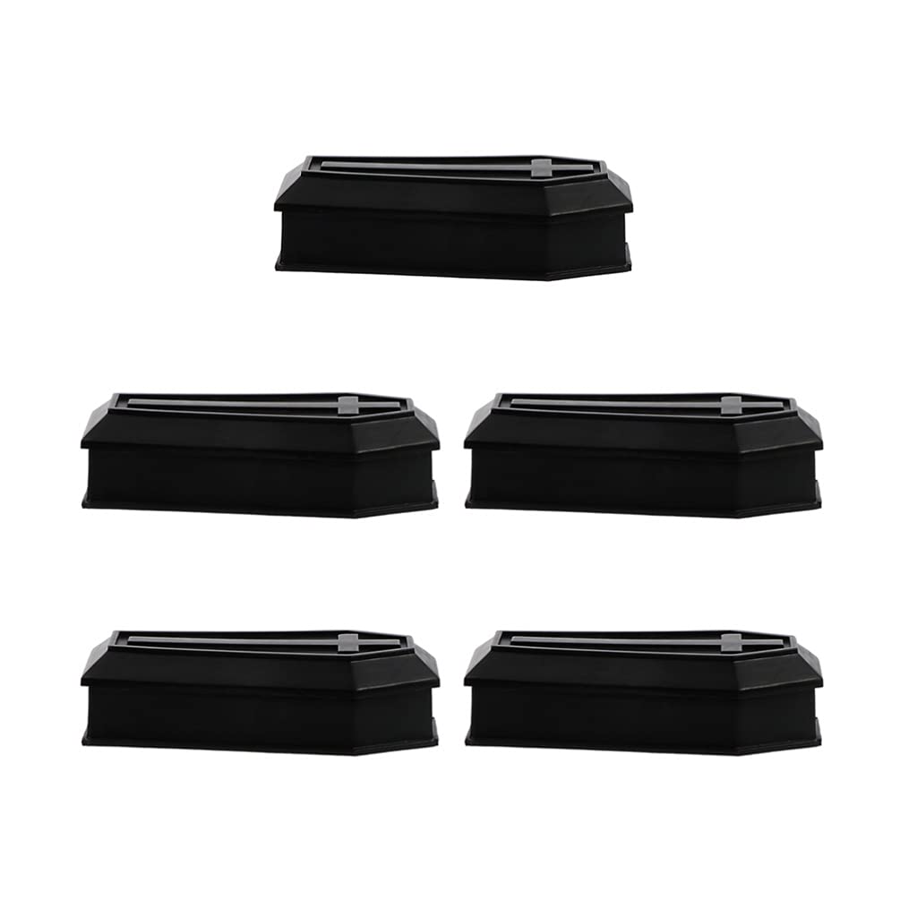 Toyvian Halloween Coffin Box Ornaments with Lid 5 Pack Mini Plastic Coffin Decorations for Haunted House Party Storage and Diy Crafts 2.17 X 1.18 X 0.91 Inch