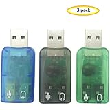 Apoi USB Audio Adapter(3 Pack) 3.5mm Headphone and Microphone Jacks External Stereo Sound Card Plug and play No drivers Needed Compatible Windows, Mac, Linux, PC, Notebook, Desktop, PS4 (Three Colors)