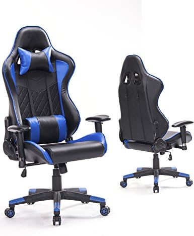 Top Gamer Gaming Chair PC Computer Game Chairs for Video Game (Blue/Black,91)