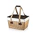 PICNIC TIME Canasta Wicker Picnic Basket With Lid, Small Picnic Basket Set For 2, (Beige Canvas With Red & White Gingham Pattern Lid)