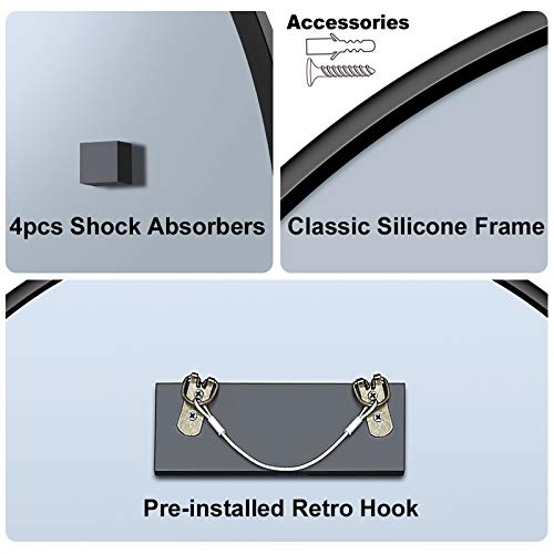 24 Inch Large Round Wall Mirror Rubber Frame Bathroom Mirror Decorative