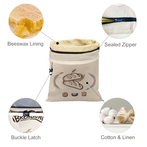 FLYAMAPIRIT Beeswax Bread Bag for Sourdough, Large Reusable Bread Bag with Beeswax and Linen for Longer Freshness, Sustainable and Washable Bags for Sourdough Bread (Pack of 2)