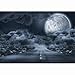 Allenjoy 7x5ft Halloween Backdrop Highway Smoke Dark Clouds Stars Moon Werewolf Zombie Moonlight Rock Horror Night Photography Background Decoration Photo Studio Props