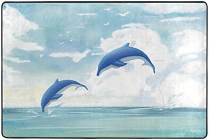 TSWEETHOME Doormat Area Rugs Outdoor Inside Mats Personalized Welcome Mats with Couple Dolphins for Chair Mat and Decorative Floor Mat for Office and Home (36 x 24 in &amp; 72 x 48 in)