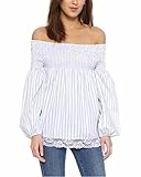 ZANZEA Women's Stripe Lace Splice Off Shoulder Puff Long Sleeve Top Blouse Shirt