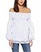 ZANZEA Women's Stripe Lace Splice Off Shoulder Puff Long Sleeve Top Blouse Shirt