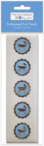 The Paper Company, 2009160, Pby Blue Baby Carriage Foil Seal, 20Cnt