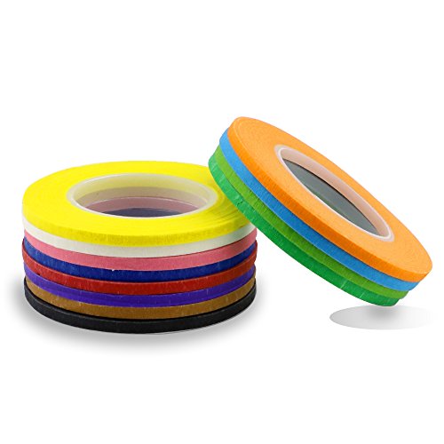 JPSOR 24 Rolls 1/8" Colored Whiteboard Thin Tape, Gridding Graphic Art Tapes, Grid Marking Tapes Self-Adhesive Chart Masking Tapes, Detailing Tape,Striping Tape,Pinstripe Tape,Violin TapeÂ 