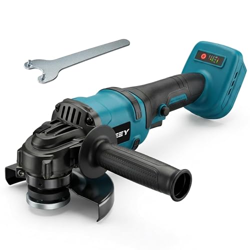 Battery Angle Grinder for Makita 18 V, 125 mm Battery Flex 8500 rpm, 3 Speeds, Cordless Grinder with Non-Slip Handle for Grinding, Cutting and Polishing (without Battery)