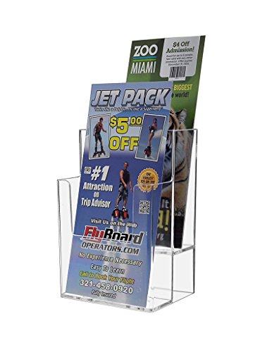 Marketing Holders Wall Brochure Rack Deep Pamphlet Document Display Literature Printed Material Holder 2 Tier 4"w