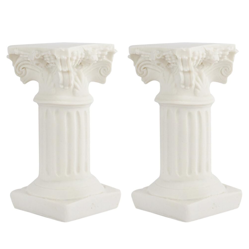 White Roman Pillars Greek Columns: Mini Resin Columns Statue for Home Decor Wedding Tabletop Centerpiece Nordic Garden Miniature Pillar 2pcs