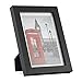 ONE WALL Tempered Glass 5x7 Picture Frame with Mats for 4x6 Photo, Black Wood Frame for Wall and Tabletop - Mounting Hardware Included
