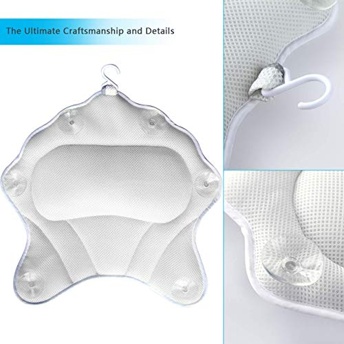 Luxurious Bath Pillow for Women & Men, Ergonomic Bathtub Cushion for Neck, Head & Shoulders