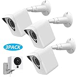 Wyze Cam Camera Wall Mount Bracket,Coolwufan Weather Proof 360 Degree Protective Adjustable Housing Mount and Cover for Wyze Cam V2 V1 and Ismart Spot Camera Indoor Outdoor (White(3 Pack))