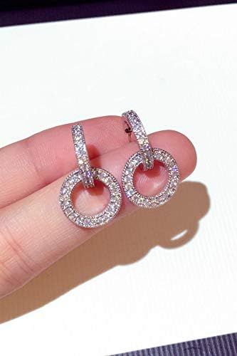 State S925 Silver Needle Diamond Earrings Earings Dangler Eardrop Cents Zircon Diamond Circle Women Girls Long White Fungus Ornaments Girlfriend Creative Valentine's Day Gift
