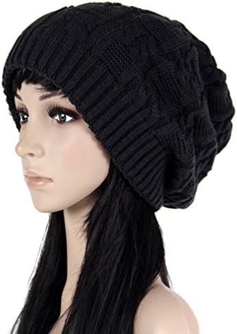 Unisex Knit Beret Winter Warm Ski Cap Skull Beanie Hat (One Size, Black)