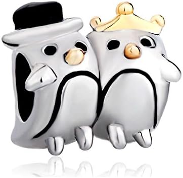 ClayCharm Couple Penguin Animal Charms Beads Fit Charm Bracelets