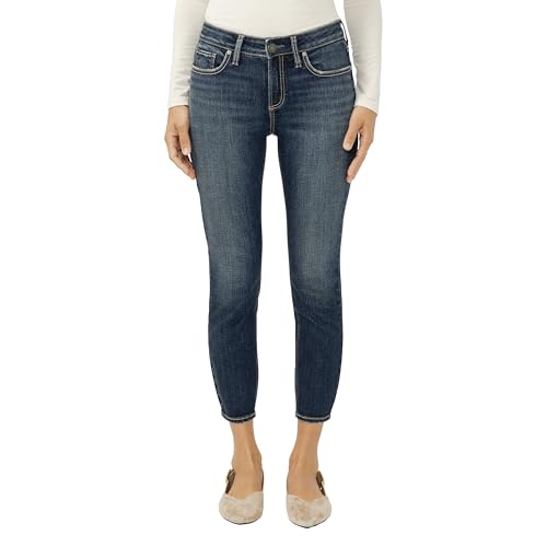 Silver Jeans Co. Women's, Elyse Mid Rise Comfort Fit Capri Jeans, Medium Wash,…