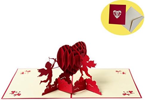 Liangery 3D Cupid Arrow Heart Greeting Cards Romantic Saint Valentine's Day Gift Card with Envelop to Express Your Love (Cupid)