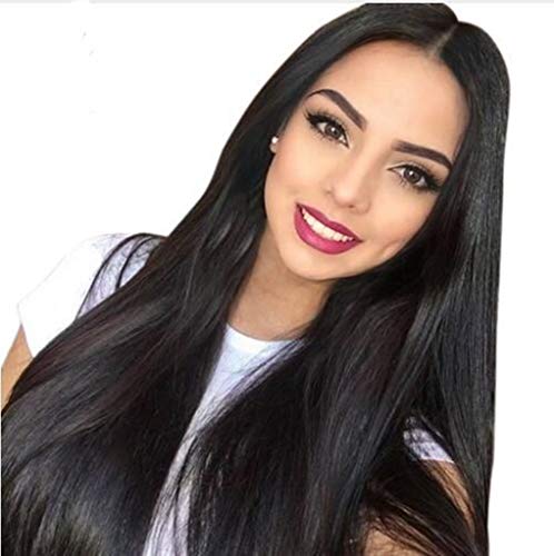 Amazon Com Pinkshow Long Straight Wig Black Lace Front Wig For