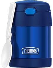 THERMOS FUNTAINER 10 Ounce Stainless Steel Vacuum Insulated Kids Food Jar with Folding Spoon, Navy