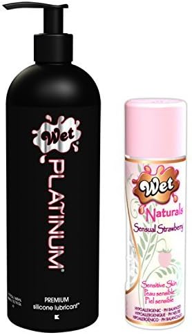 Wet? Platinum? Premium Lubricant 15.7oz/445g (XL) and Wet? Naturals Sensual Strawberry Gel Lubricant - 3.3oz/93g by Wet Lubes