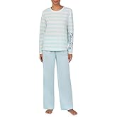 Nautica Womens Matching Long Sleeve Pajama Top & Pants Set - Lightweight French Terry - Sleepwear & Loungewear PJs Sets