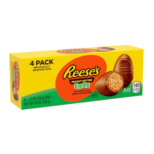 REESE’S MILK CHOCOLATE PEANUT BUTTER CREME EGGS CANDY, EASTER, 1.2 OZ BOX (4 PIECES)