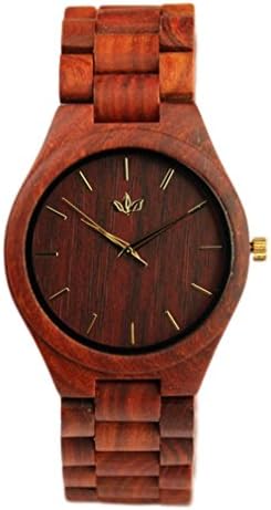 Woody Watch Red Sandalwood Men's Fashion Wristwatch with Wood Bracelet and Japanese Quartz Movement