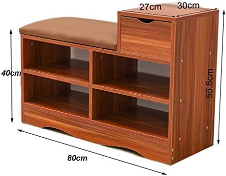 Mscxj Wood Shoe Storage Bench With drawer Shoes Cabinet Seat And Storage Stool Bench Pouffe Chair For Hallway Entryway Living Room Bedroom 80X30X55.5CM (Color : Brown)