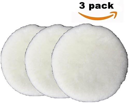 Finishing Wool Pad Size 7" Okayda Natural Lambs Wool Polishing Cutting Pad With Hook And Loop for Car Polisher White 3 pads